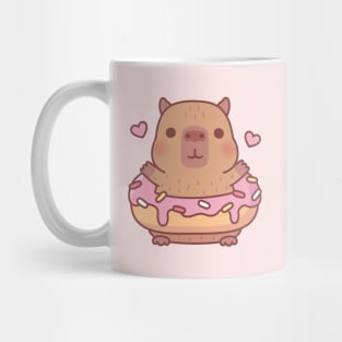 Cute Capybara With Pink Frosting Donut Mug